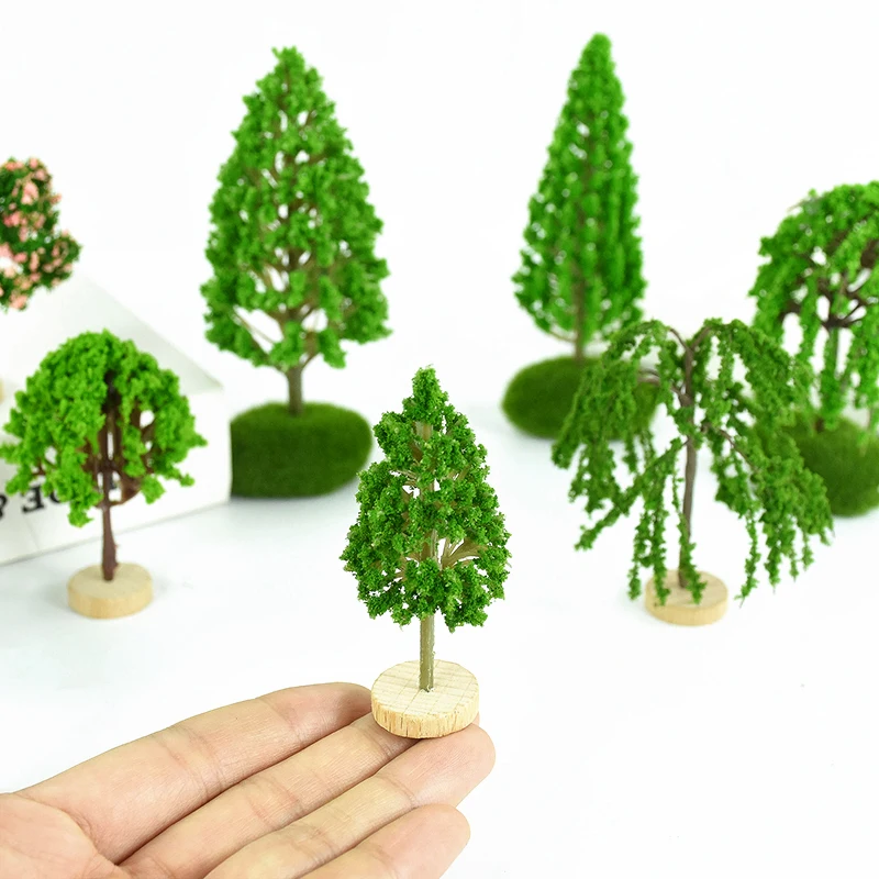 Simulation Mini Tree Model Green Scenery Landscape Sand Table DIY Model Ornament Miniature Miniatures Layout Tree Crafts Decor