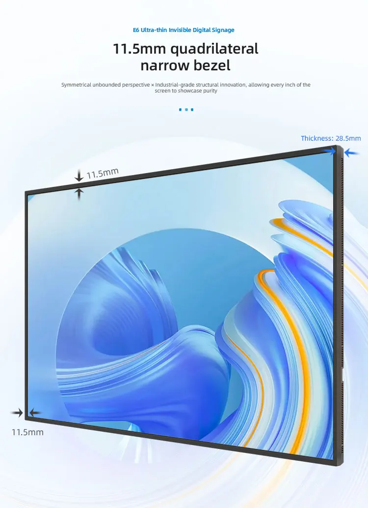 ODM/OEM Ultra-thin Invisible 4K Ultra-HD 43''/55'' Narrow Bezel Digital Signage Animation Cloud-Based CMS for Subway Education