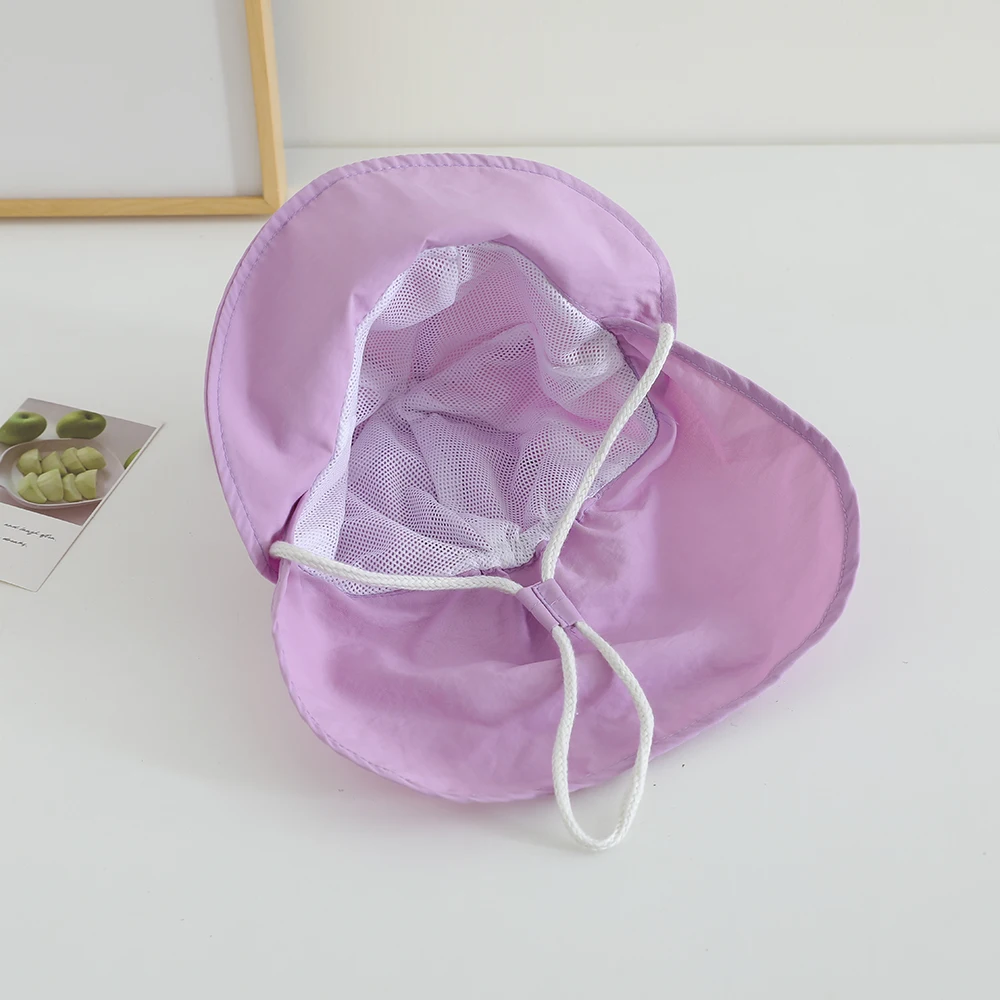 Summer Cartoon Bear Ears Baby Bucket Hat Boys Girls Kids Outdoor Quick-dryin Neck Ear Cover Anti UV Panama Beach Caps Children