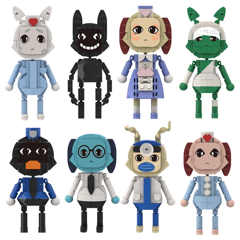 New Animal Hospital Building Blocks 4-in-1 Figure Set Cute Deer Doctor Puppy Nurse Duck Police Dog Secretary Figure Bricks Kit