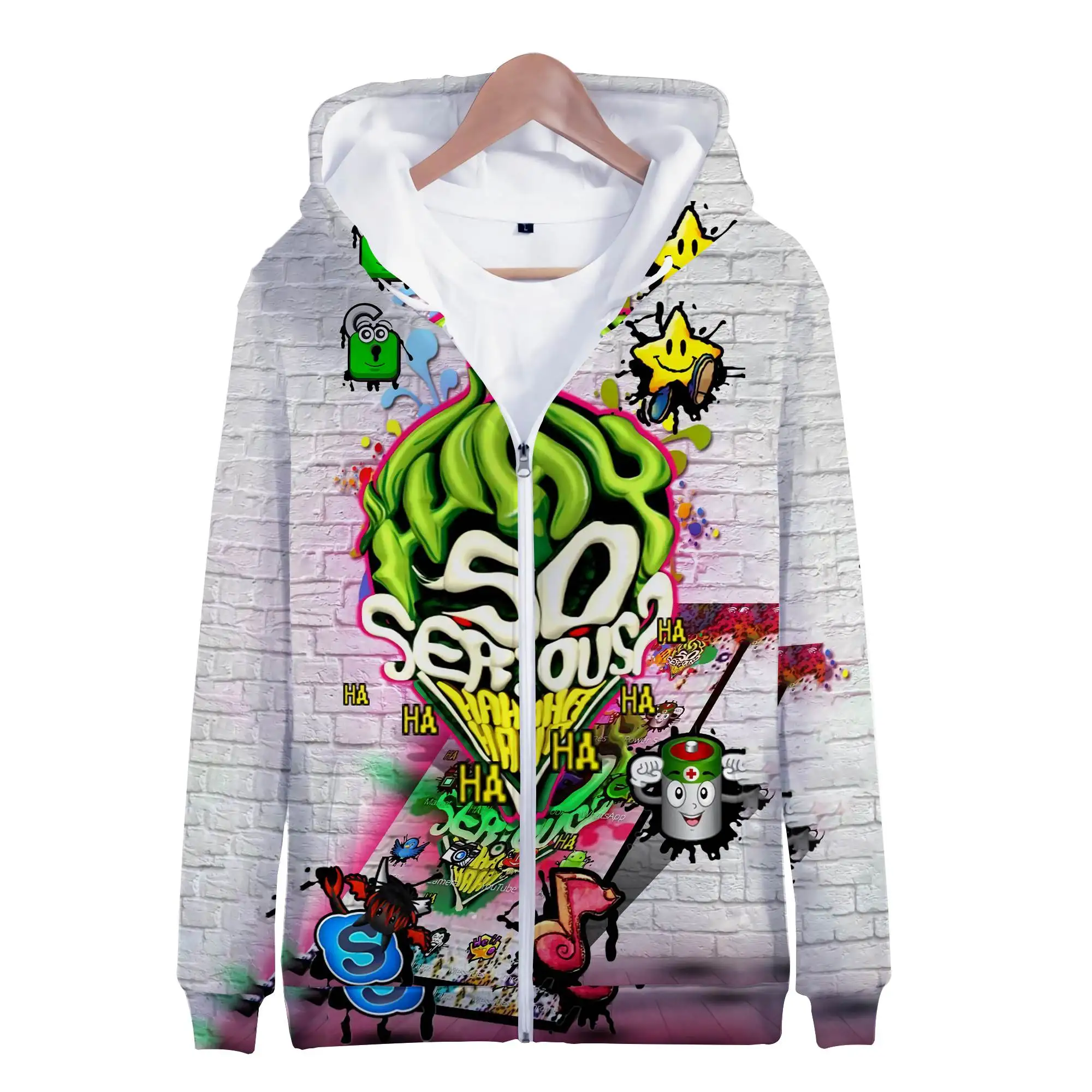 

Anime Grunge Graffiti 3D Print Hoodies Zipper Sweatshirts Boy Girl Sweatshirts Kids Cartoons Fashion Long Sleeve Oversized Coat