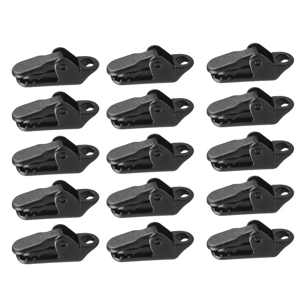 15 Pcs Rope Fixing Bungee Cord Tensioner Clothesline Black Outdoor Tarps Party Clip for Camping Awning Fabric Locking Clips