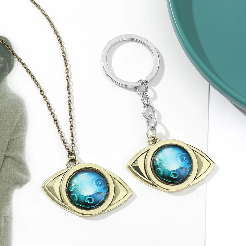 Emma Norman Ray Popular Anime Two-dimensional Peripheral Characters Same Style Blue Eyes Wave Gemstone Cool Keychain Necklace