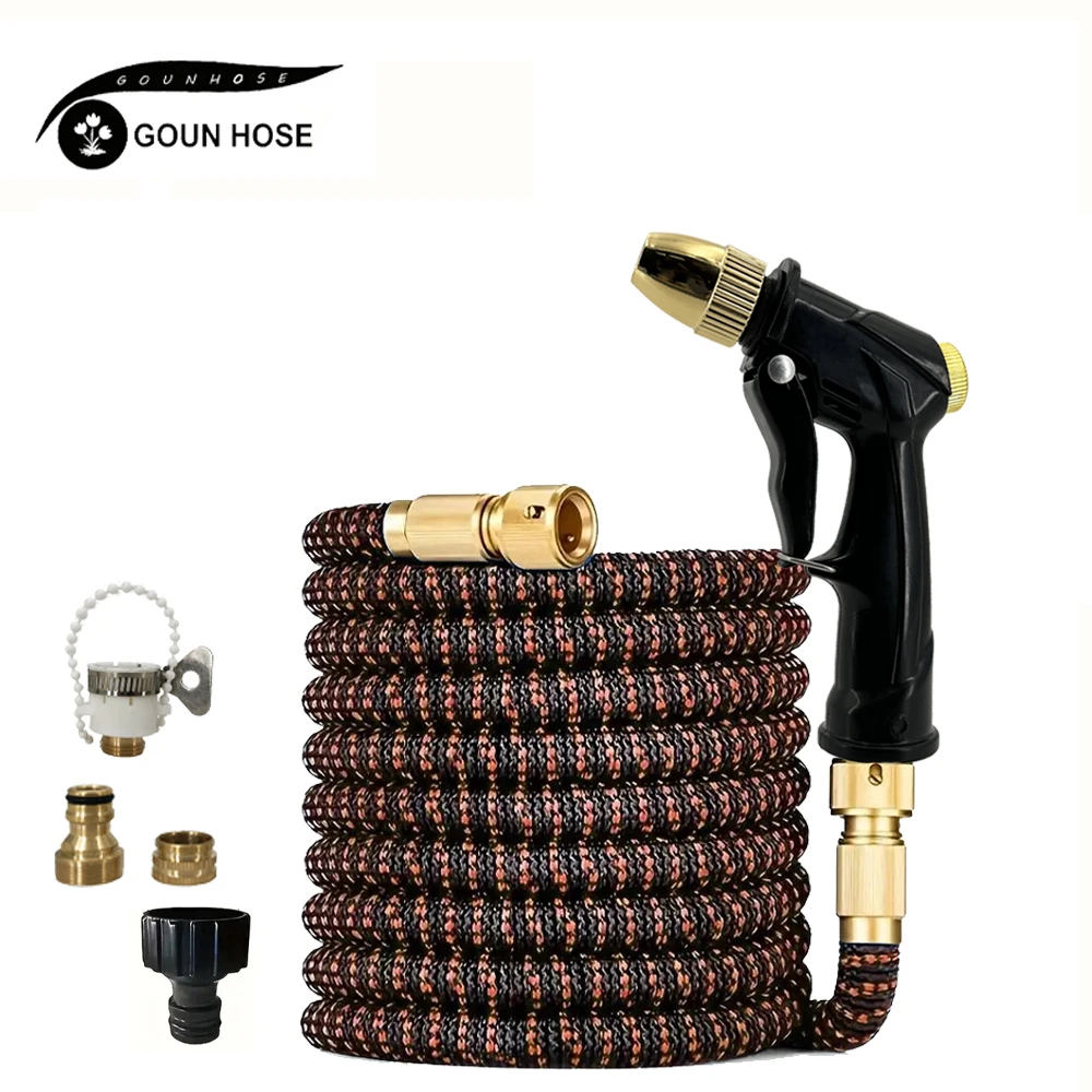 

Садовый водяной шланг 25/125 футов, расширяемый металлический соединитель, катушка из ТПЭ высокого давления, волшебные водопроводные трубы для садового шланга, орошения фермы ﻿