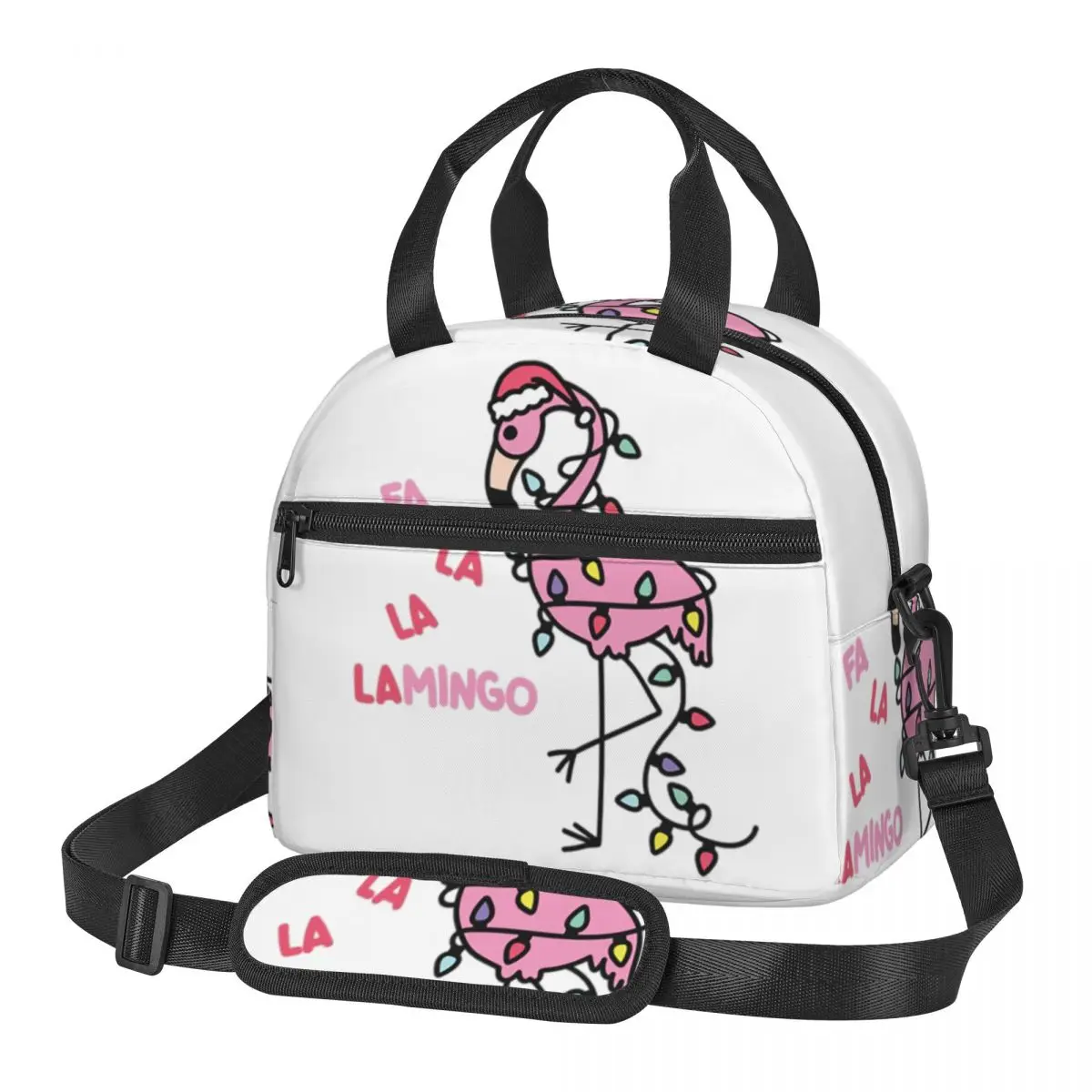 

Рождественские сумки для обеда с фламинго, изолированная коробка для бенто, портативная сумка для обеда, сумки для пикника, сумка-холодильник для женщин, офис