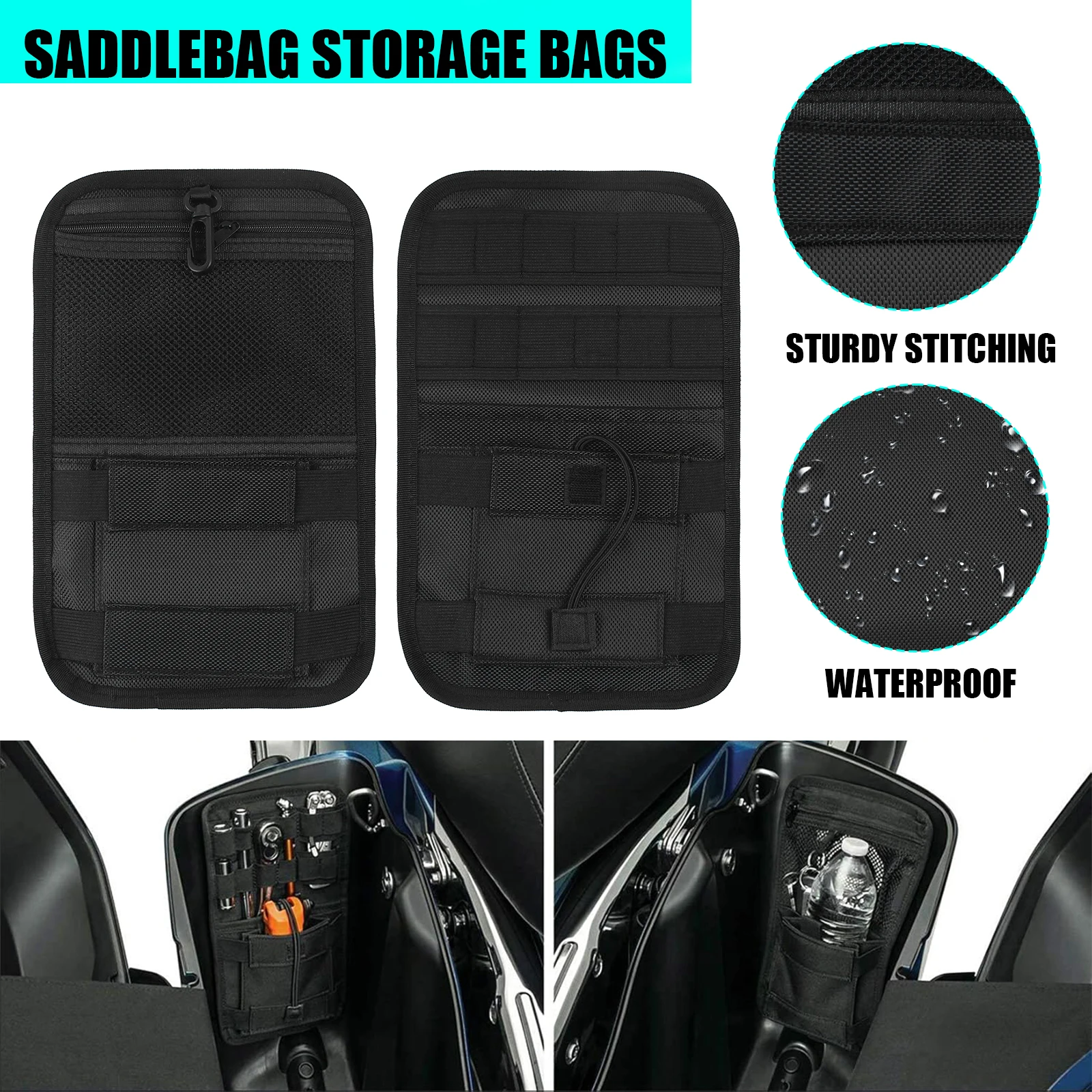 Motorcycle Saddlebag Organizer Pair Hard Bags Storage For Harley Touring Electra Road Glide Road King CVO Bagger 1980-2024