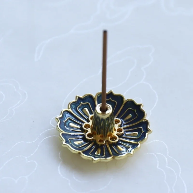 1PCS Lotus Alloy Incense Burner Stick Holder Home Buddhism Line Incense Plate Sandalwood Coil Base Temples Delicate Home Decor