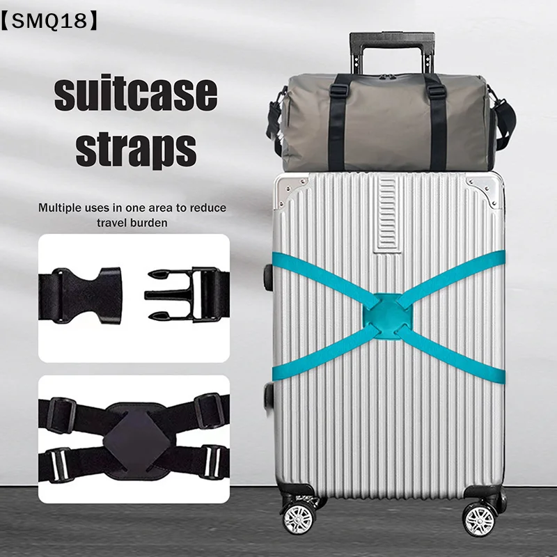 Luggage Strap Elastic Adjustable Suitcase Tie Strapping Tape Luggage Fixing Strap Secure Anti-theft Bundling Belt Travel【SMQ】