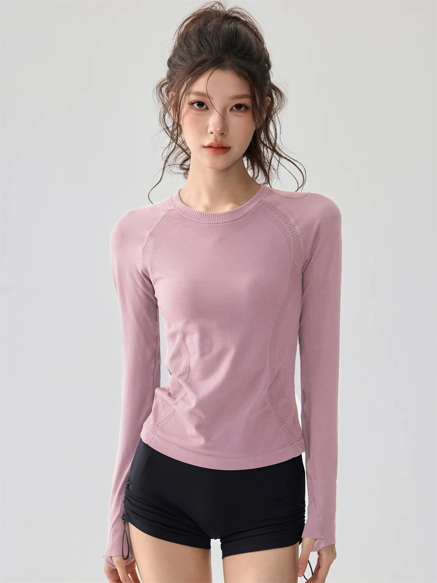 

Women's Yoga Top Sl Knitted Long Sve Base irt Fitn Training Running Sportswear Autumn Winter Slim Fit T-irt