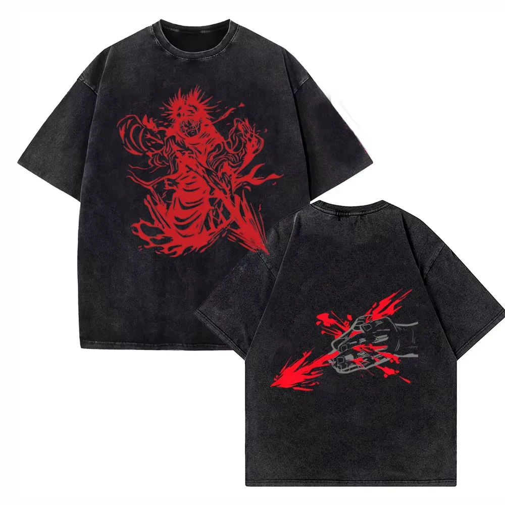 Jujutsu Kaisen Choso Anime Graphic T-shirt Unisex Vintage Washed Cotton Short Sleeve Tee Harajuku Streetwear Men Women Summer Casual Tops