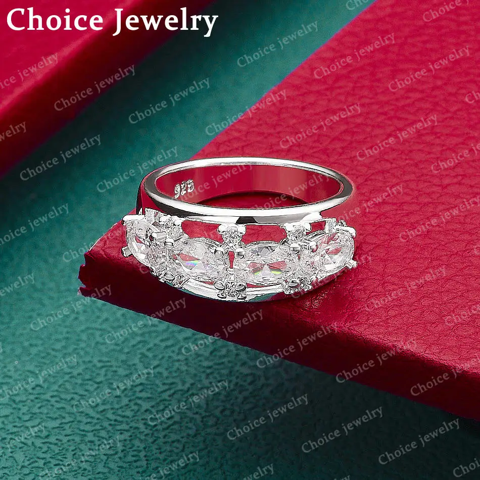 Ring aus 925er-Sterlingsilber mit weißem ovalem Zirkonia für Damen, Modeschmuck, Vintage-Stil, Anmut, Charme, edle Party, Geburtstagsgeschenke