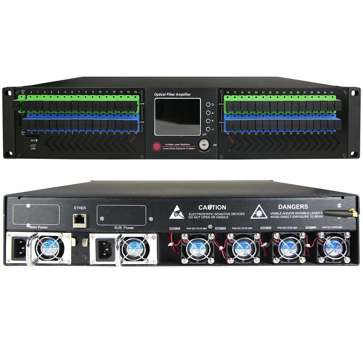 1550nm High Power Er/Yb Gedoteerde Vezelversterker 4/8/16/32*23db + WDM EDFA CATV Netwerk FTTH Optische Transmissie Apparatuur