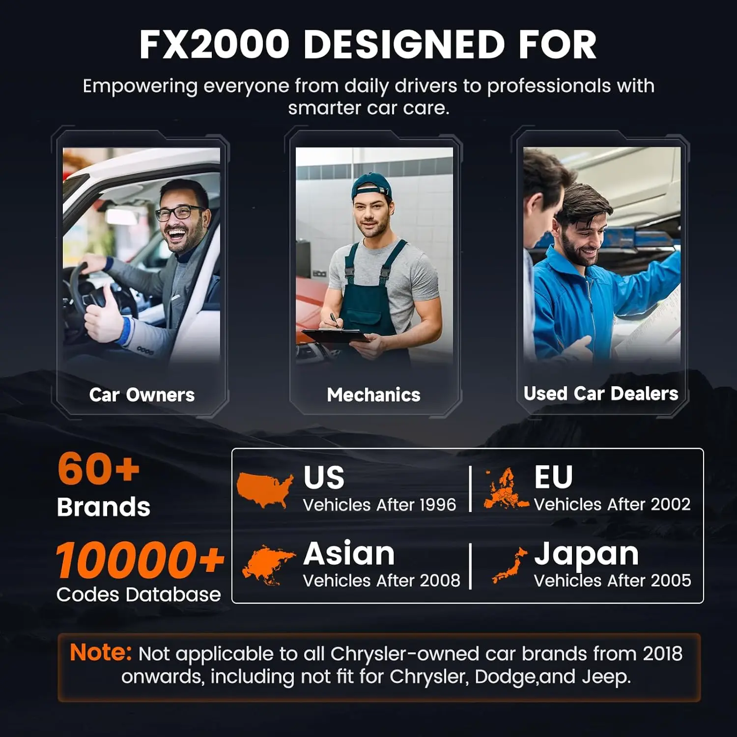 FX2000 Plus OBD2 Scanner with Protective Bag, Check Engine Code Reader, Lifetime Free Upgrade