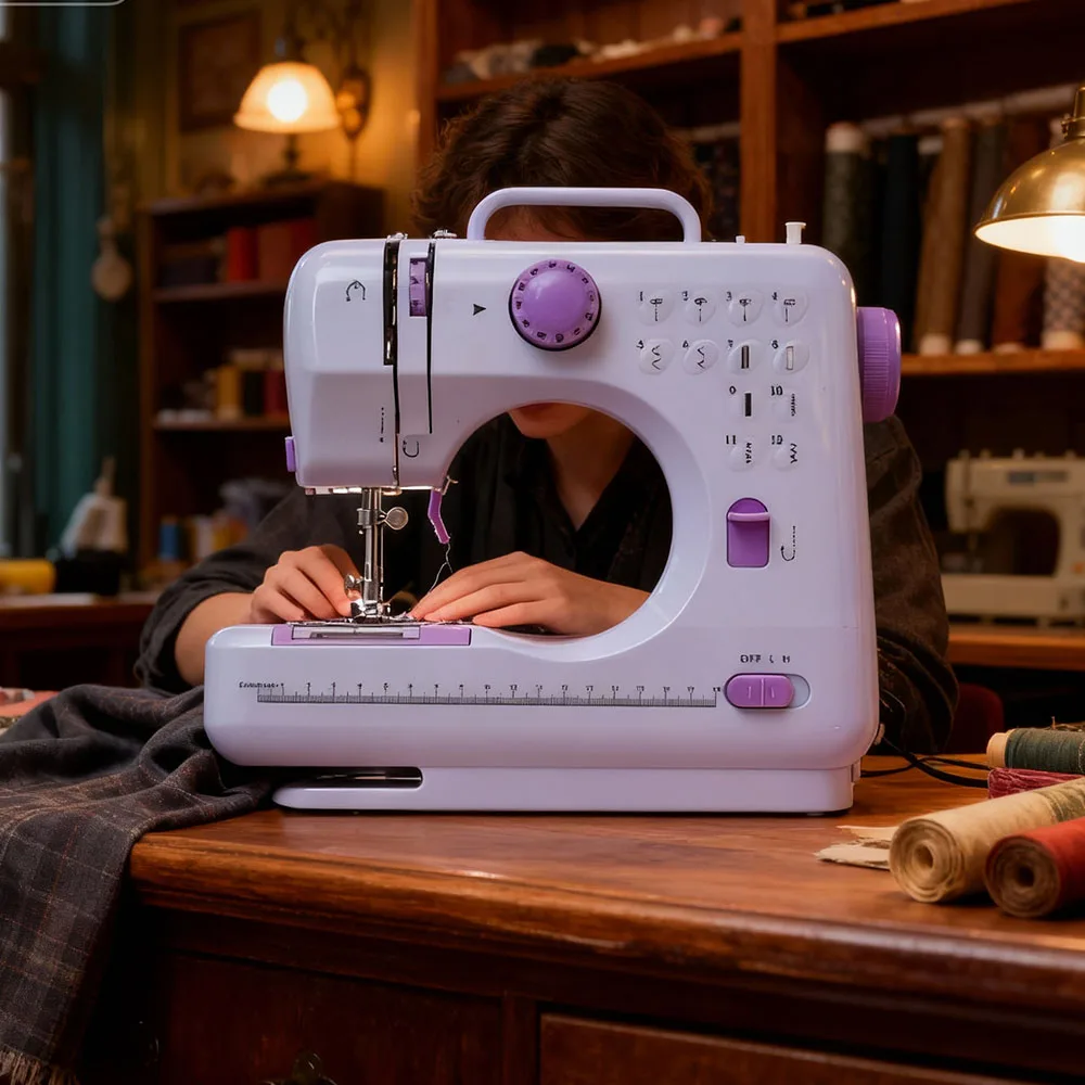 

Portable Sewing Machine for Beginners Kids Mini Electric Household Crafting Mending Sewing and 12 Built-In Stitches Foot Pedal