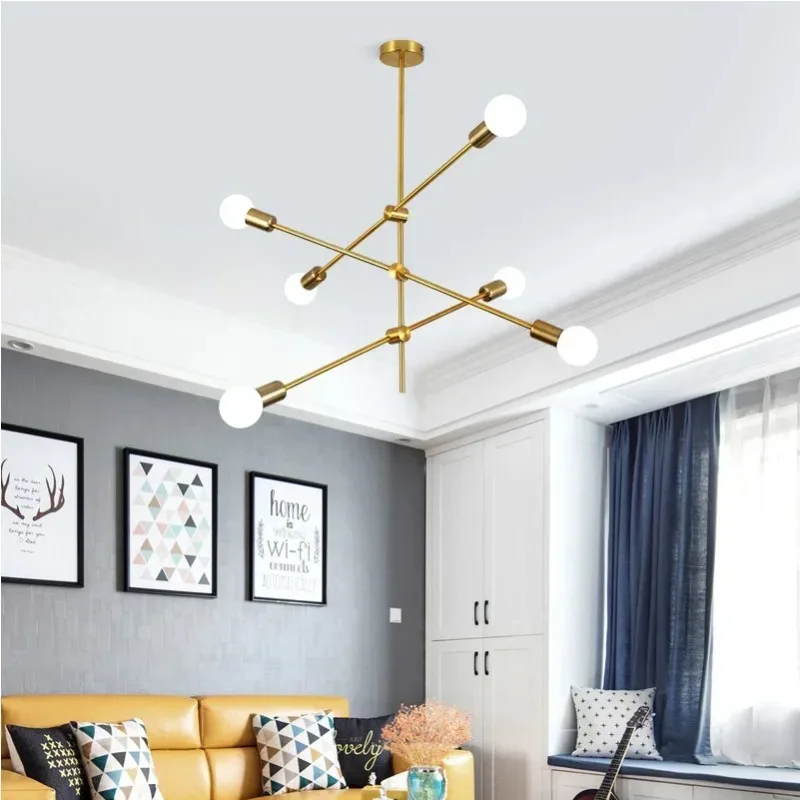 European Rotatable Adjustment Chandelier Lights Magic Bean Molecular Pop Brass Color Living Dining Room Bedroom Ins Lamps