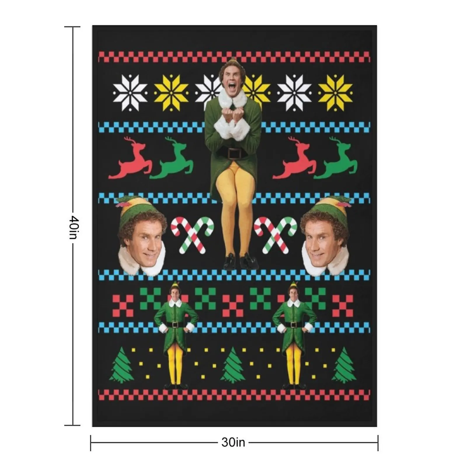 Buddy The Elf Ugly Christmas Sweater Design Classic Xmas Movie Fun Gift Will Ferrell Classic Throw Blanket Decoratives Blankets