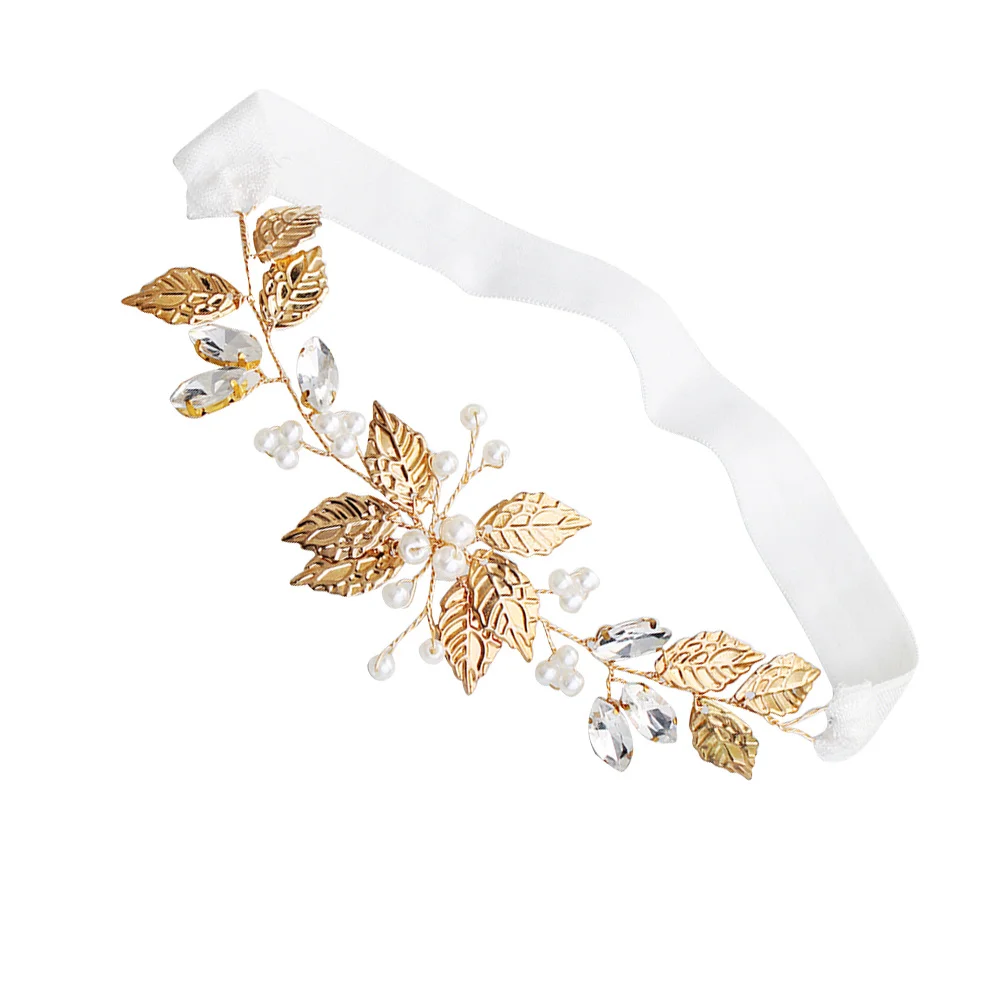 

Crystal Garter Golden Leaf Pearl Design Elegant Wedding Bride Leg Band Bridal Dress Accessory Wedding Bride Garter