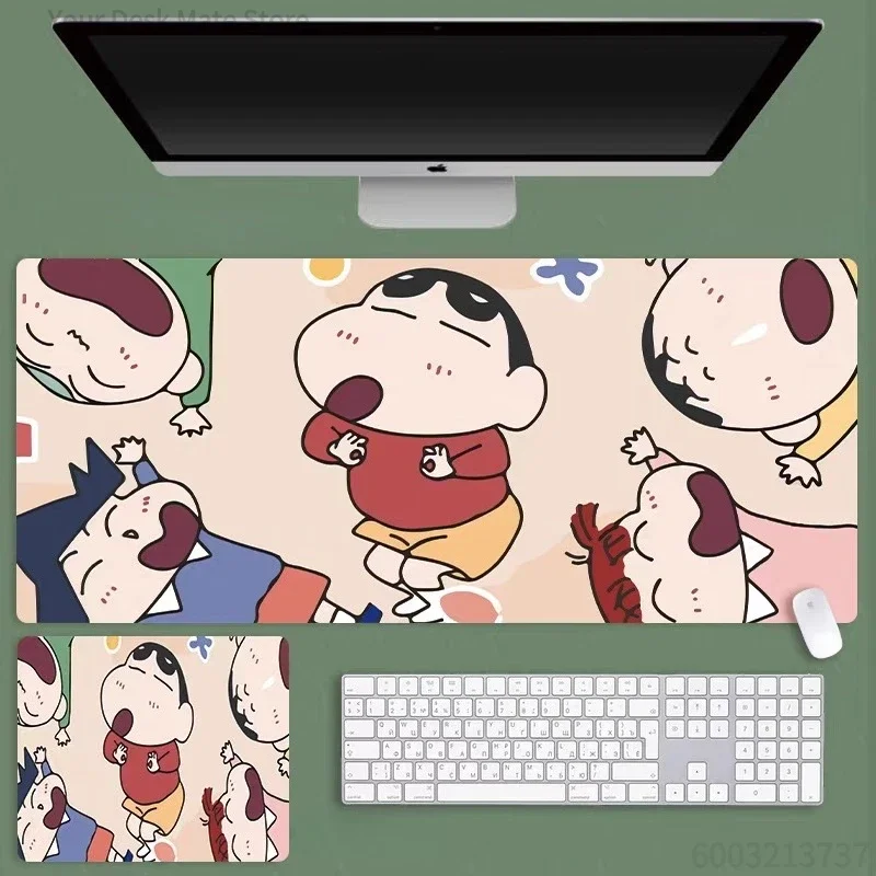 Anime Crayon Shin-chan Friends Close Up Group Large Mousepad Rubber Non-Slip Extended Gaming Desk Mat Keyboard Pad for PC Gaming