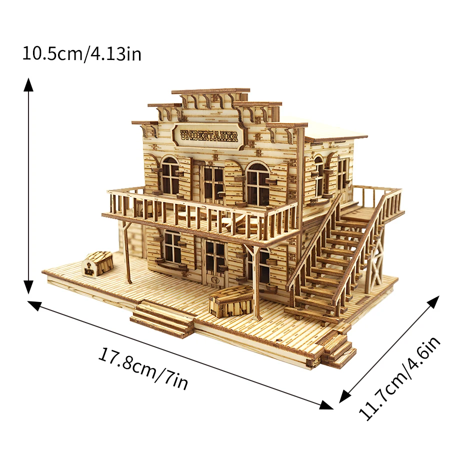 لغز OUZEY Desert Oasis House ثلاثي الأبعاد، نموذج تراجع البرية الخشبية، بيت الدمية على شكل كابينة العزلة DIY للبالغين #6