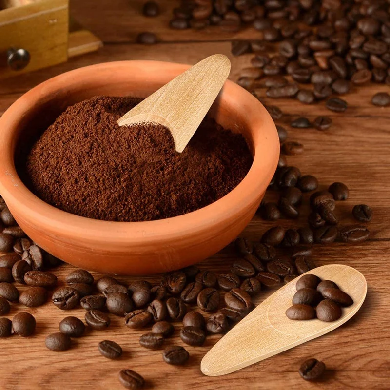 Mini Cuillère à Condiments en Bois avec Manche Court, pour Café, Thé, Feuilles, Lait en Poudre, Épices, Bonbons, 5 Pièces