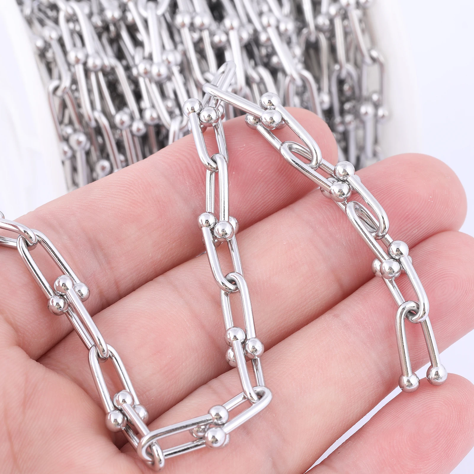 1meter 5mm Wide Stainless Steel Ball Link Chains For Jewelry Making Diy Bracelet Necklace Handbag Making Accessories