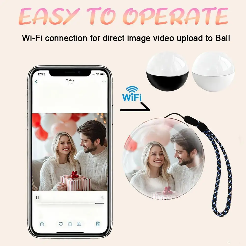 

Mobile APP WIFI 3D Crystal Ball Video Player Audio Video Display Electronic Ball Memory Ball Birthday Gift Souvenir For Family