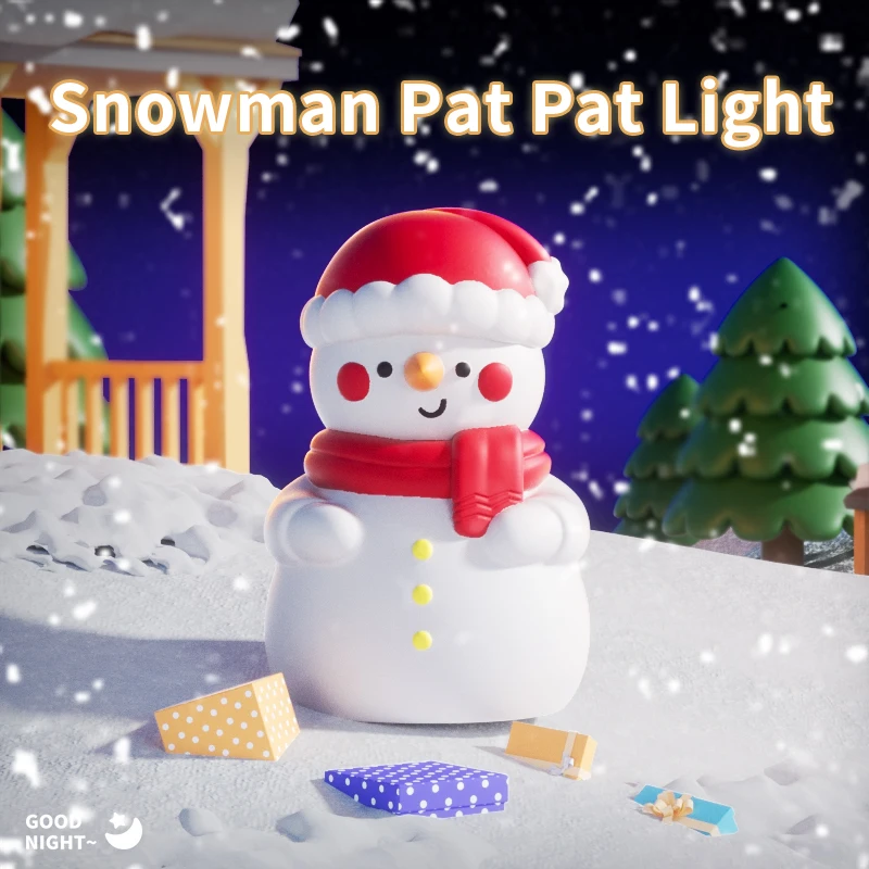 2024 Christmas New Year Gift Silicone Lamp Snowman Night Light Pat Soft Light USB Rchargeable Room Bedside Warm Decoration