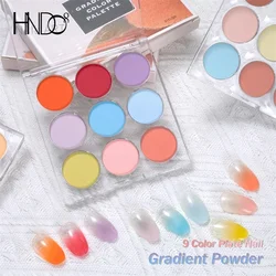 HNDO New Spring Summer 9 in 1 Case Solid Powder Gradient Powder Nail Glitter for Nail Art Decor Manicure Design Pigment Dust