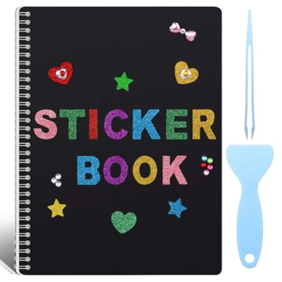 Large Reusable Sticker Book Collecting Album, 8.5×11 Inch Sticker Storage Collection Organizer Book with 40 Sheets Blank Releas
