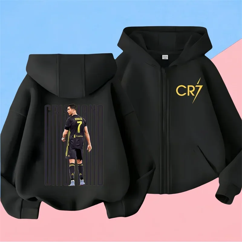 Ronaldo Sweatshirts for Baby CR7 Children Top Football Star Back to School Zipper Hoodie Children's Boy's Clothing Messi Boys