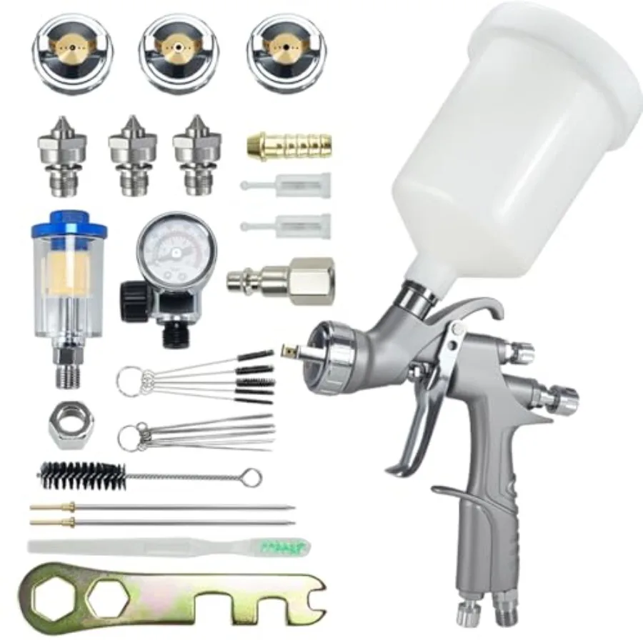 

LVLP Air Gravity Spray Gun Sets Professional Spray Guns with 1.3 1.5 1.7mm Nozzles 20oz 600ml Auto Paint Sprayer Gun with Air C