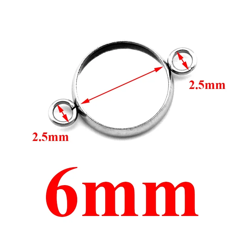 20pcs/lot Fit 6/8/10/12/14/16/18/20/25/30mm Two Holes Hanging Stainless Steel Cameo Cabochon Base Setting for DIY Jewelry Making