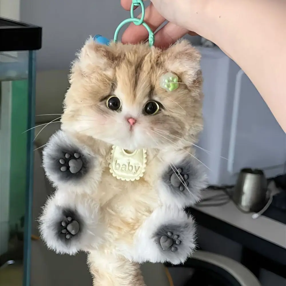 Simpatico portachiavi con ciondolo giroloso fatto a mano con piccolo gatto, peluche, pacchetto di materiali fai da te, regali, twist bar, gattino, bambola giocattolo