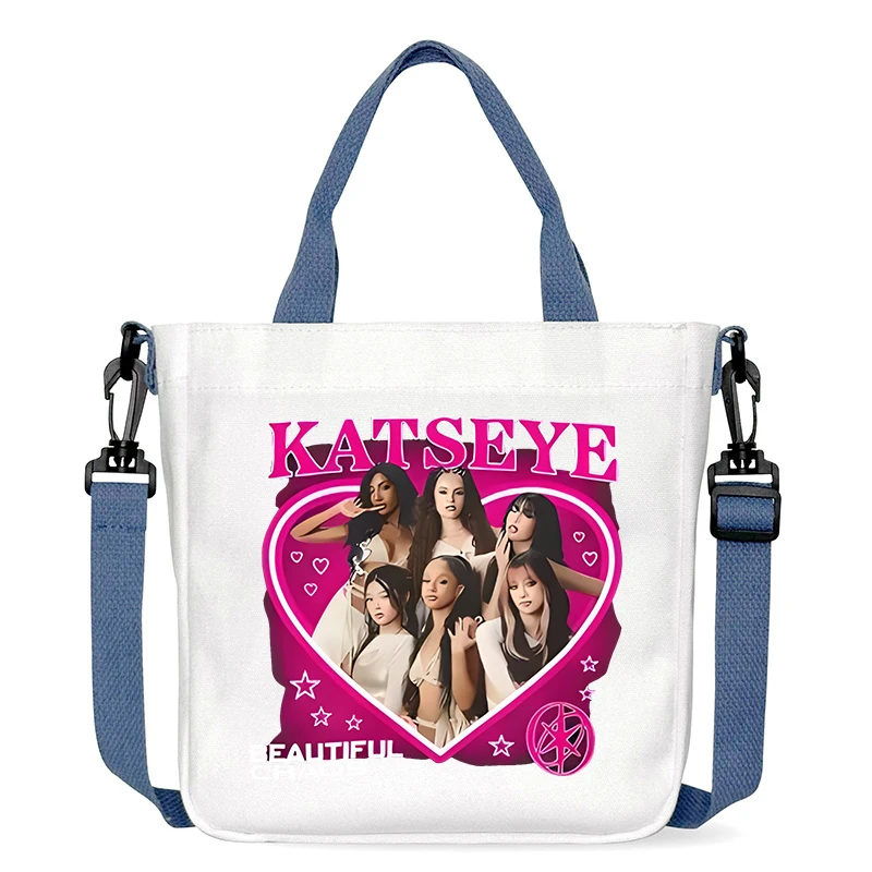 Hip Hop Katseye Pop Music Band Women Men Canvas Crossbody Bag Fashion Multifunctional Girls Katseye Y2K Shoulder Bag Gifts