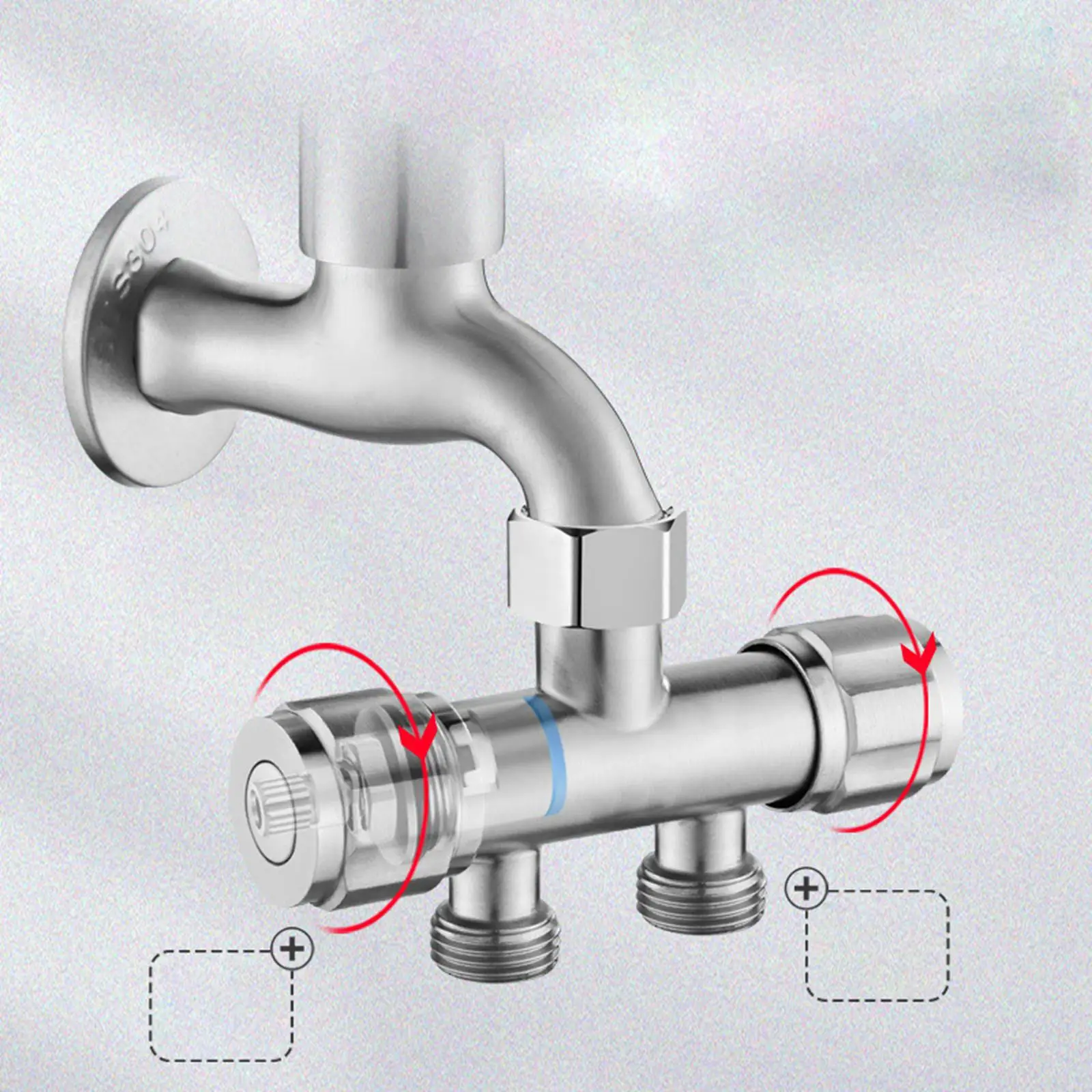 

Modern Silver Two Way Faucet Diverter Replacement Water Diversion Connector for Kitchen Faucet Hose