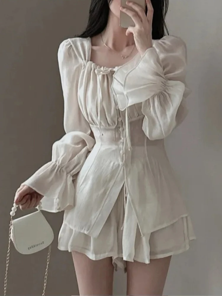 

Spring Faion Women's Long Sve Sun Protection irt Top High Waist orts Set Sli Ensemble Casual Wear for Young Women