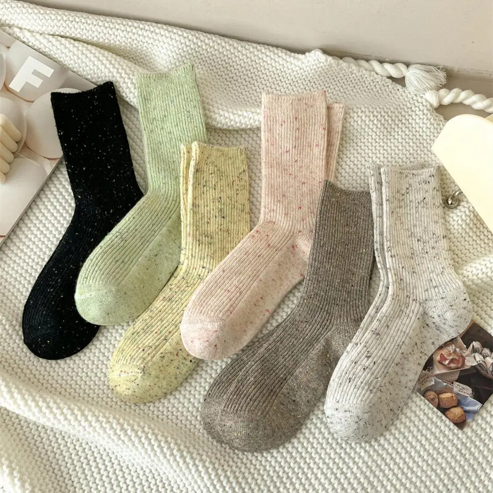 

1 Pair Women Socks Cotton Blend Mid-tube Soft Anti-slip Warm Thickened Casual Anti-shrink Fall Winter Piled Socks