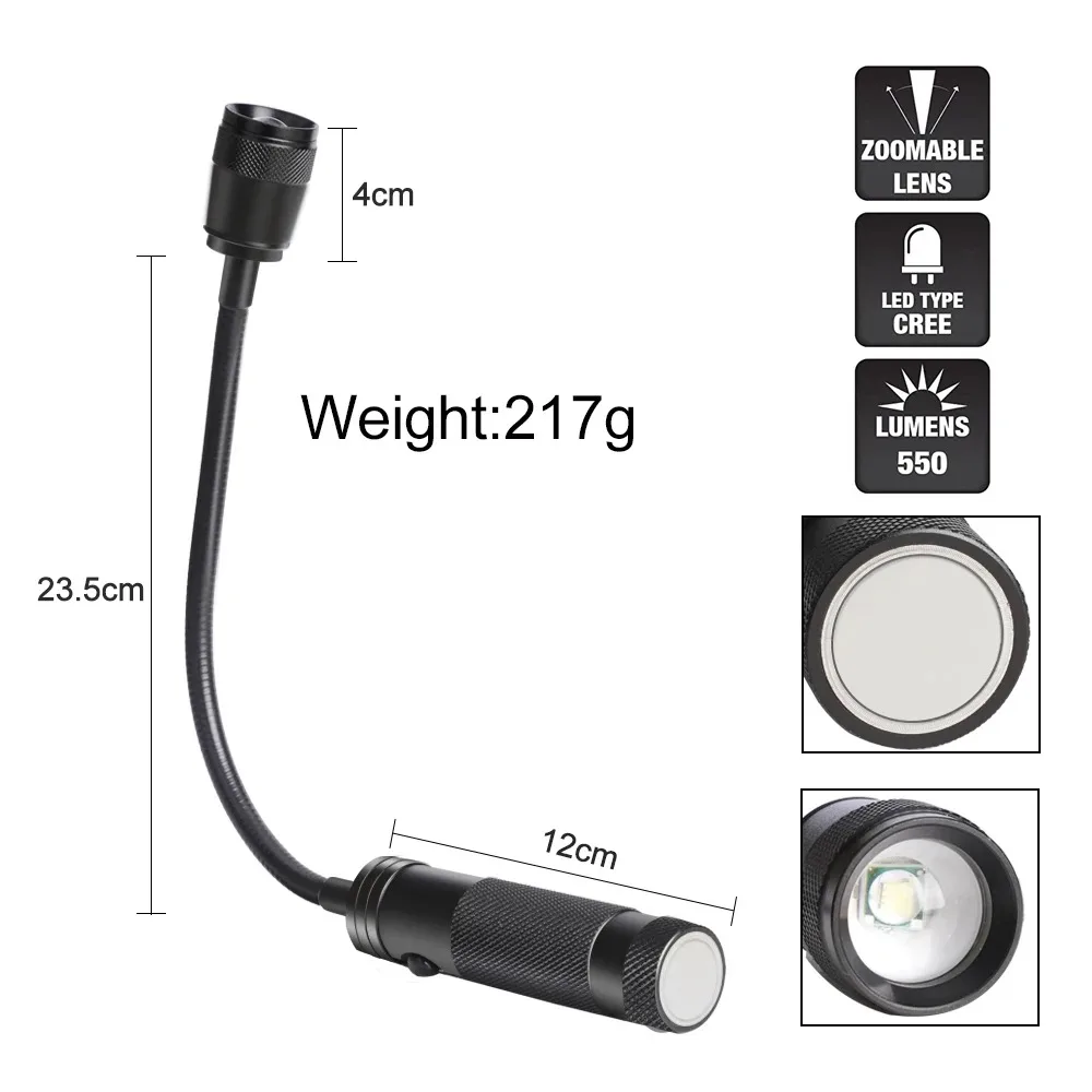 Imagem -02 - Telescópico Foco Trabalho Luz Repair Lamp Ímã 360 ° Mangueira Bend Luz de Emergência ao ar Livre Impermeável Churrasco Lâmpada Novidades