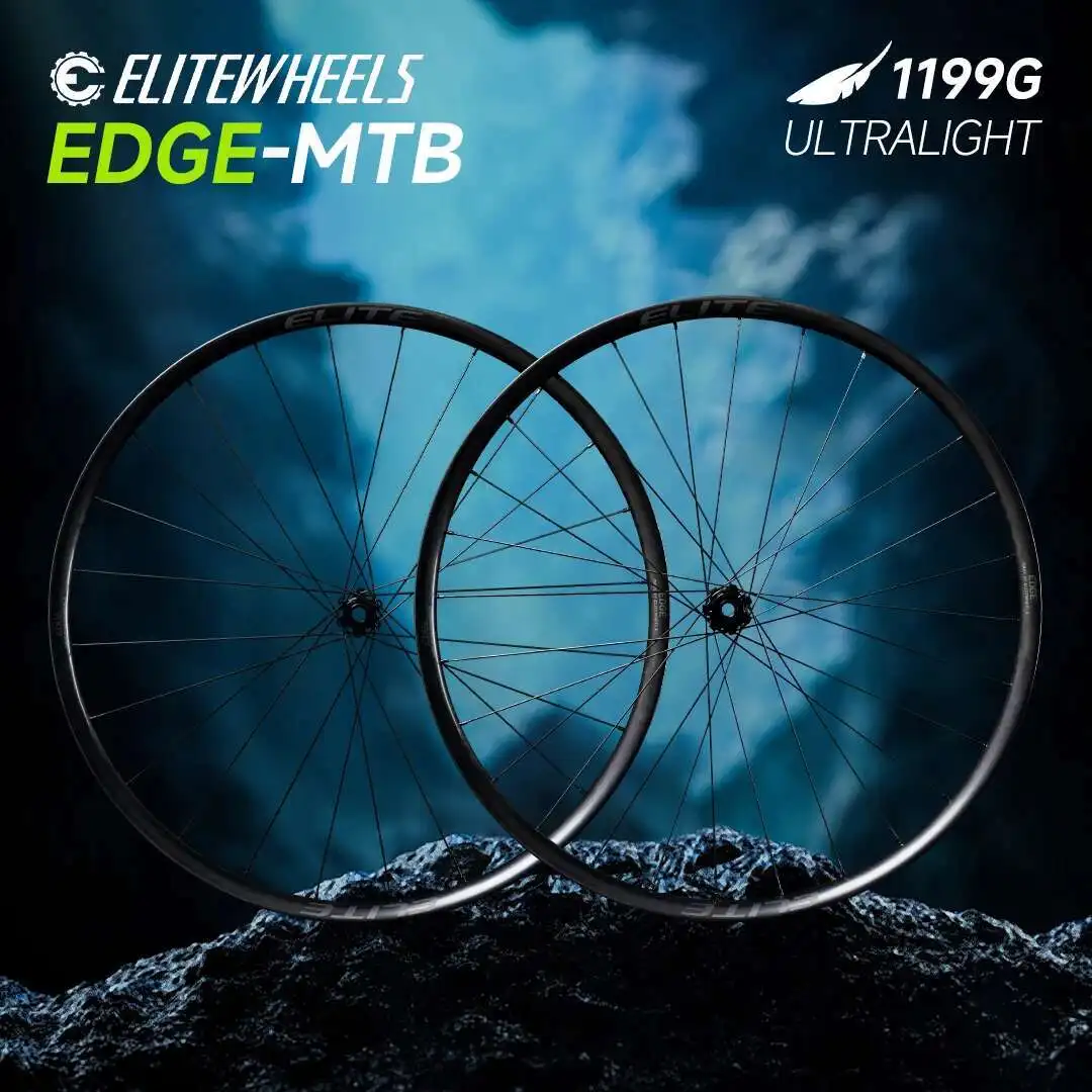 

ELITEWHEELS EDGE MTB 1199g Сверхлегкая карбоновая колесная пара UD Raw Weave 50T с храповым механизмом, ступица Wing20, спицы, все колеса для горного велосипеда