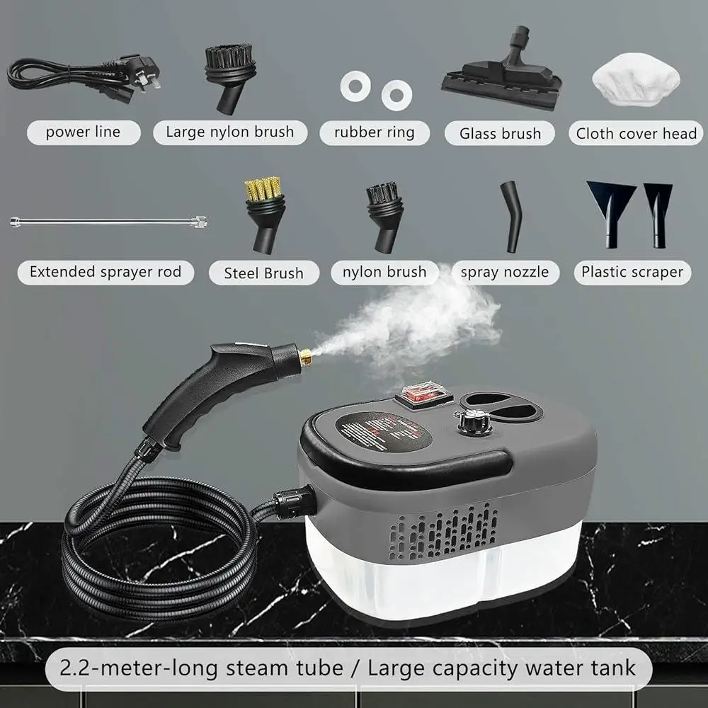 2500W Handheld Steam Cleaner High Pressure Portable Steamer Home Car Detailing Deep Cleaning 8 Attachments Included