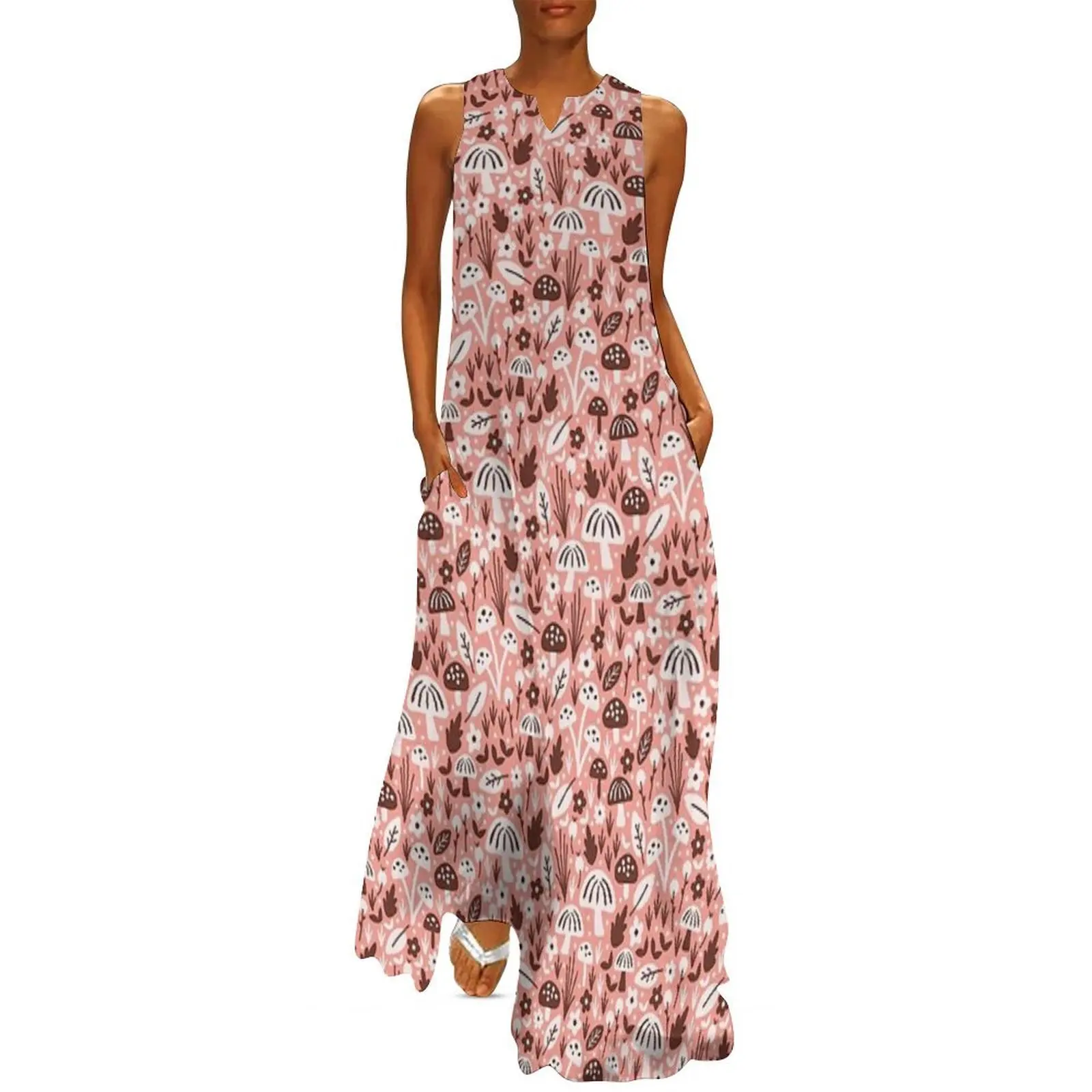 

Mushrooms Pink Long Dress beach outfits for women sexy dress birthday dress for women luxury 2025 dresses with long sleeves