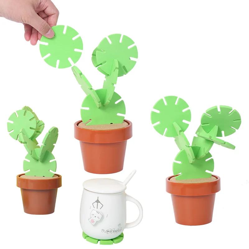 Original Coasters Set of 6 Pieces With Creative Cactus Shaped Design For Gift & Home Decoration for Bar Home Coffee Table