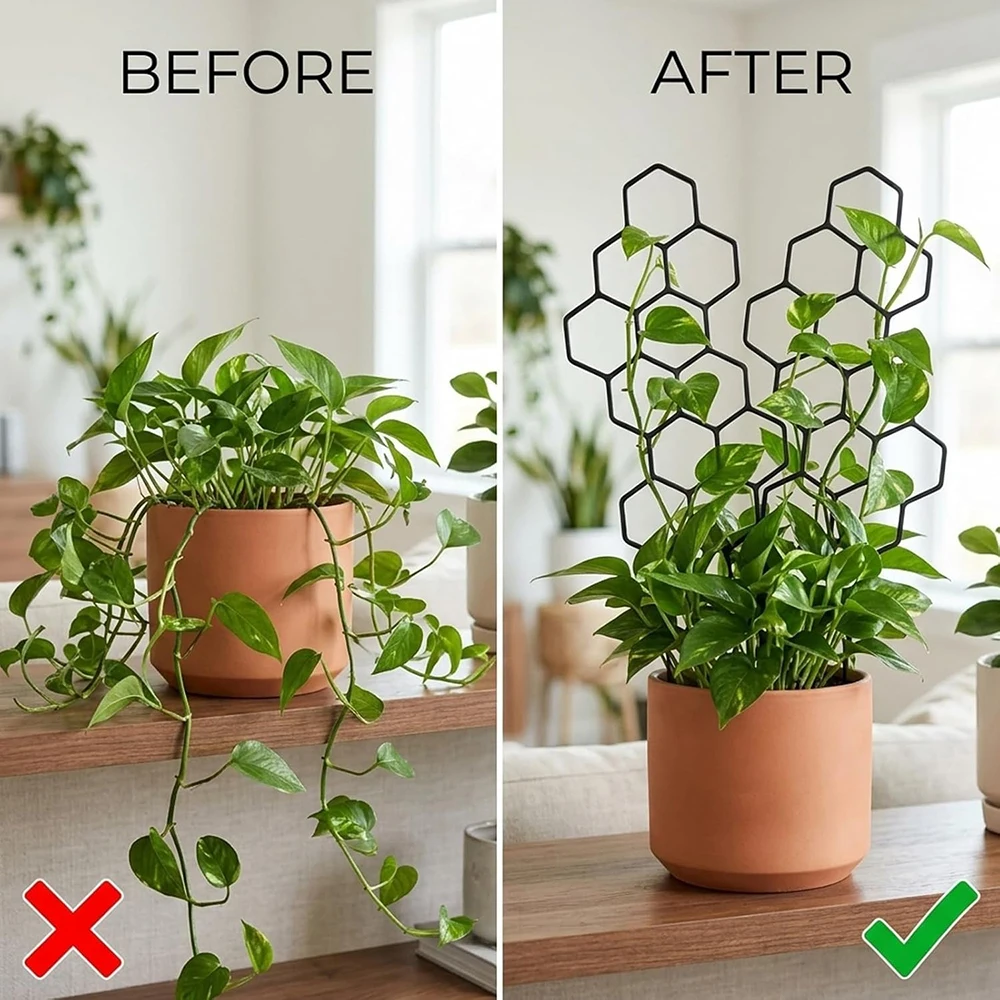 2PCS Pothos Plant Climber Support Indoor Plant Trellis for Potted Plants Modern Honeycomb Design for Vines Flowers Vegetables