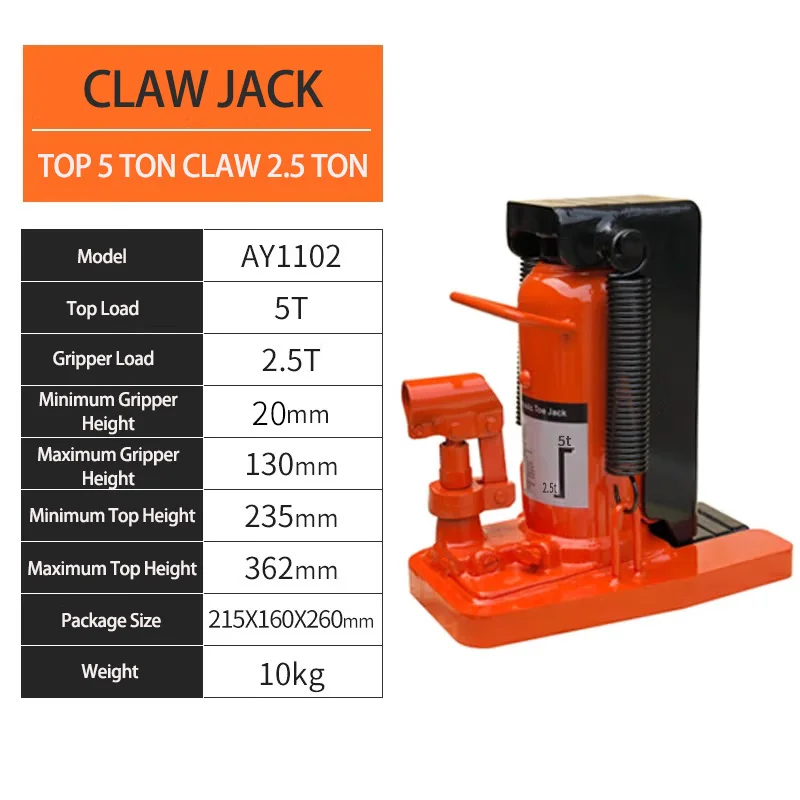Duckbill Vertical Span Top Plate Hydraulic Heavy Duty Low Level Hydraulic Starter Moving Tank Trucks 5Ton Manual Claw Jack