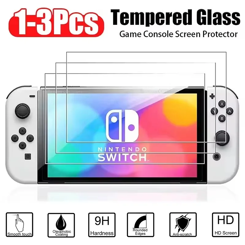 1-3Pcs HD Premium Tempered Glass For Nintendo Switch Screen Protector For Nintendo Switch OLED LITE NS Protective Film Accessory