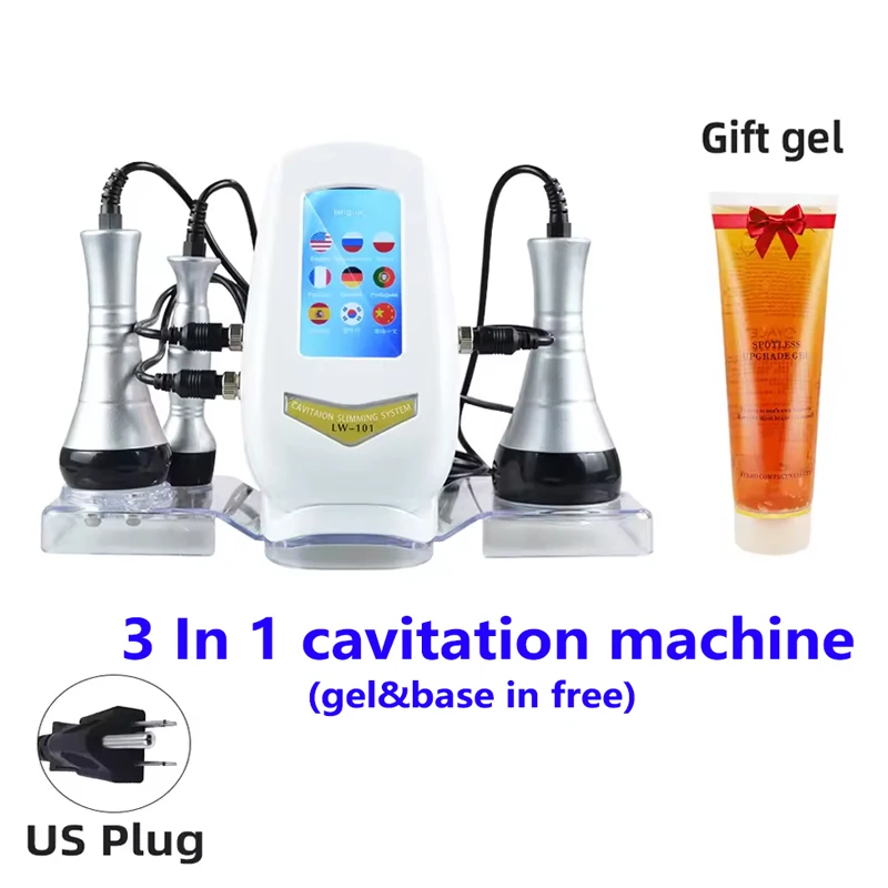 

3 In 1 40K Cavitation Body Slimming Machine Facial Massager Skin Tighten Face Lifting Vacuum Suction Machine(With Gel And Base Fast Shipping）