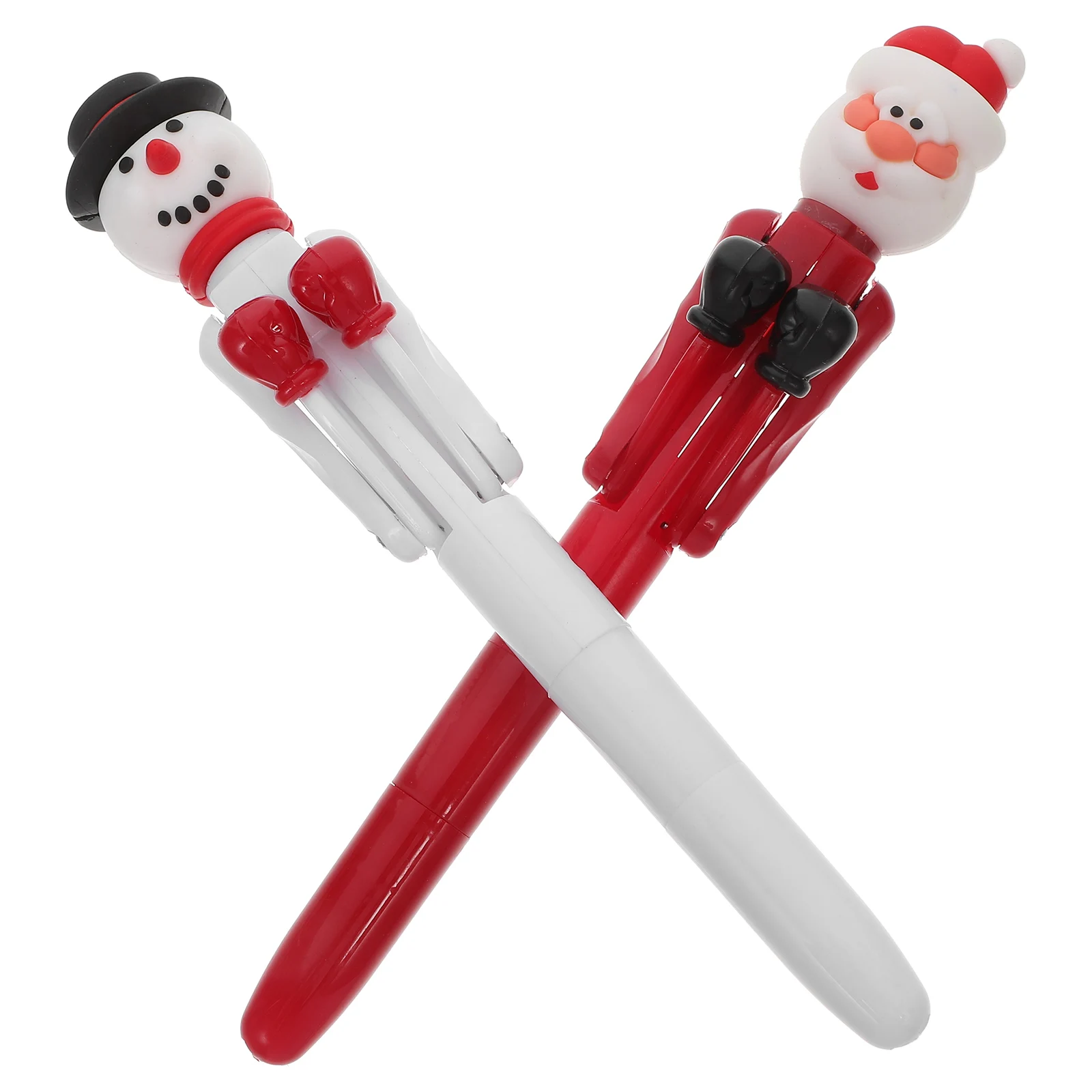

2Pcs Christmas Boxing Santa Novelty Pens Christmas Office Supplies Snowman Toys Smooth Writing Student Gifts Novelty Pens