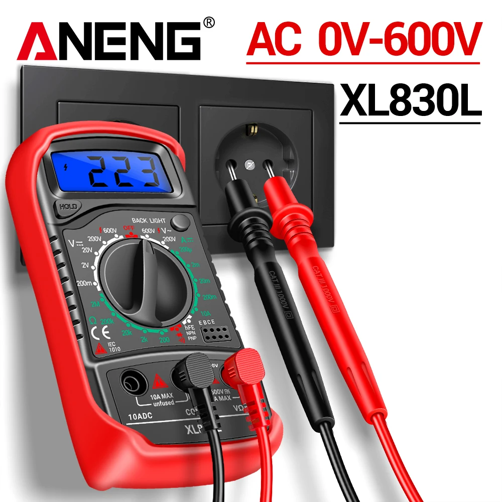 ANENG XL830L 1999 Count Multimeter Homehold Palm hFE Transistors Tester Measuring Meter Digital 10A DC Current Multitester Tools