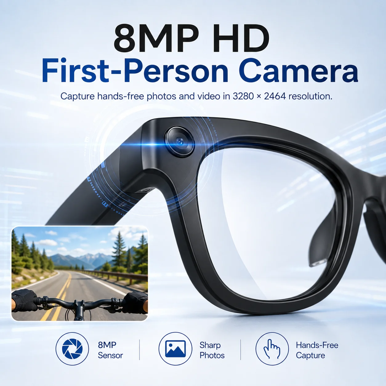 MT5 Ultra AI Smart Glasses 8MP Camera Real-Time Translation ENC Dual Mic WiFi 6 2000mAh Charging Case
