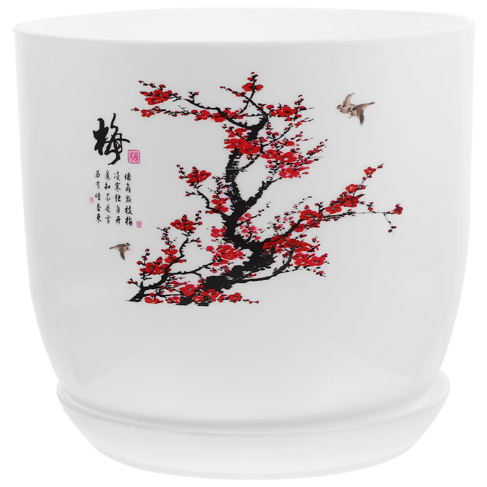 1Set Pot Tanaman Resin untuk Sukulen dengan Lubang Drainase, Nampan, Dekorasi untuk Rumah, Taman, Balkon, Indoor dan Outdoor